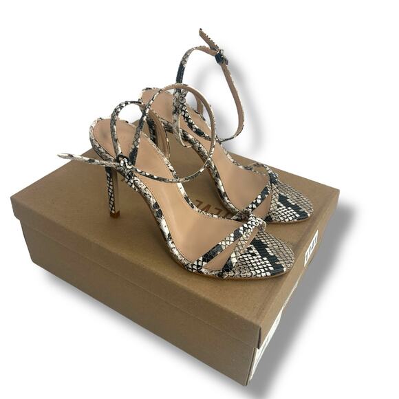 Steve Madden Snakeskin strappy heels size 6 ankle strap stiletto open toe dressy - Picture 8 of 10